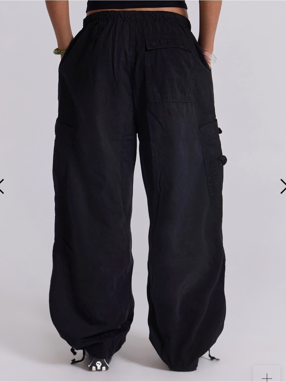 JADED LONDON Black Parachute Cargo Pants - Picture 2 of 5